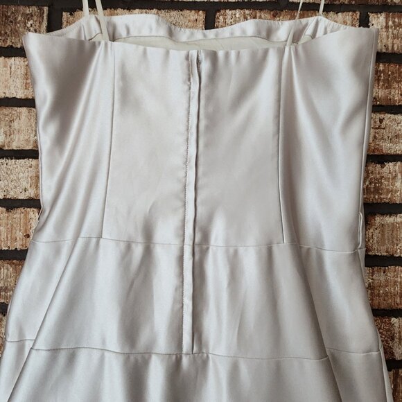Ladies BCBGMaxAzria Champagne Satin Strapless Dress Size 12 - Picture 8 of 11